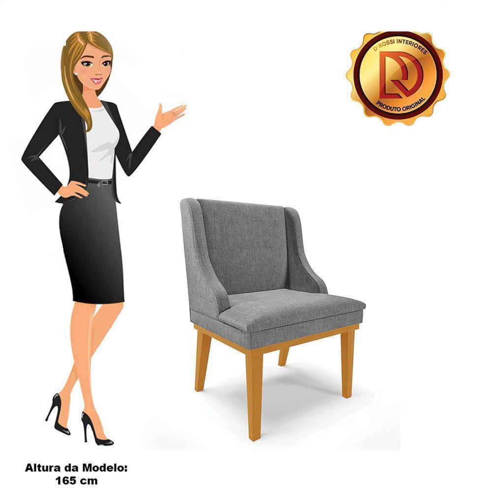 Kit 02 Cadeiras De Jantar Linho Base Madeira Castanho - 3