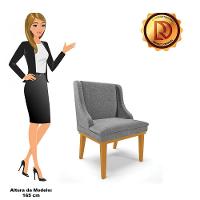 Kit 02 Cadeiras De Jantar Linho Base Madeira Castanho - 3