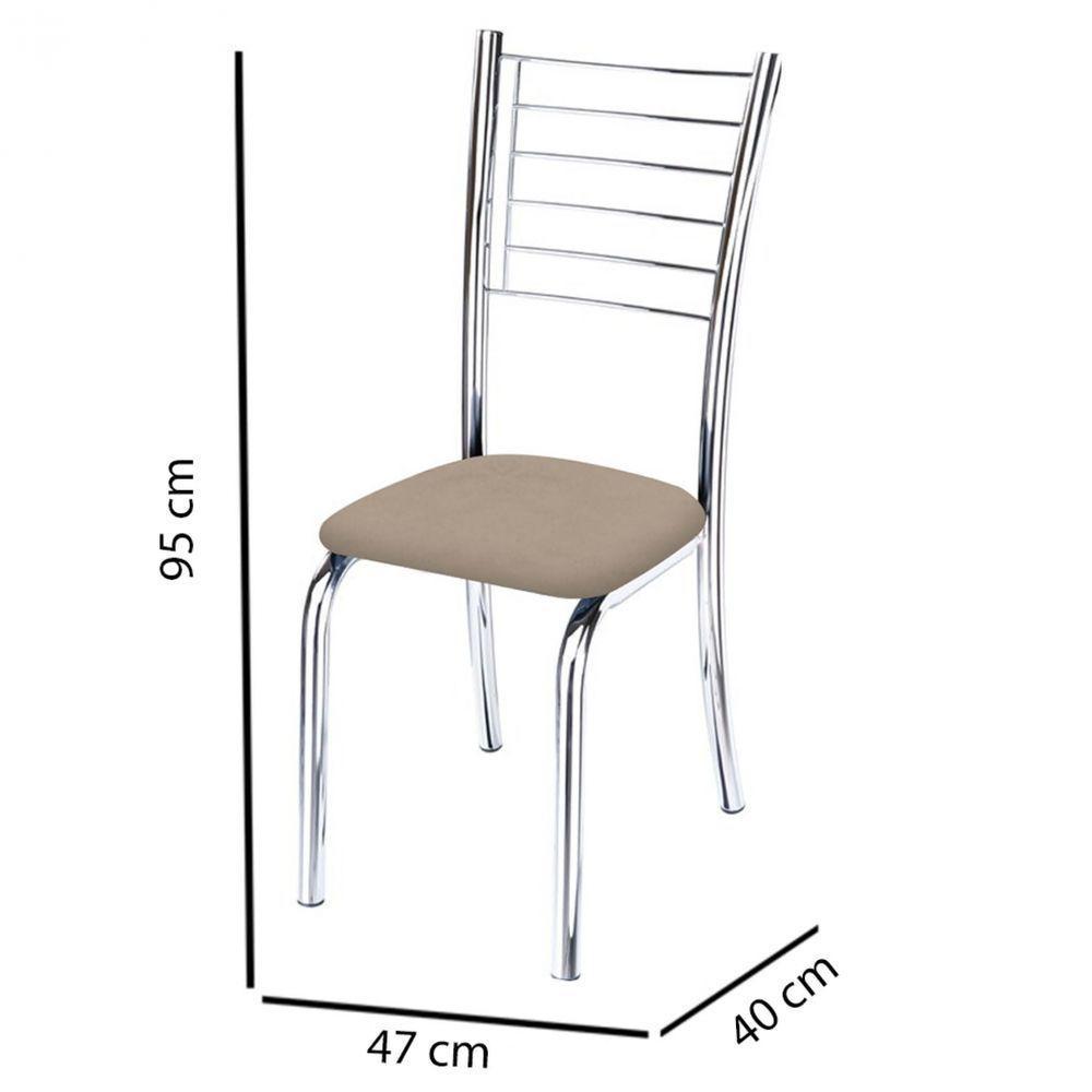 Kit 7 Cadeiras Iara Cromada Para Cozinha-suede Bege - 2