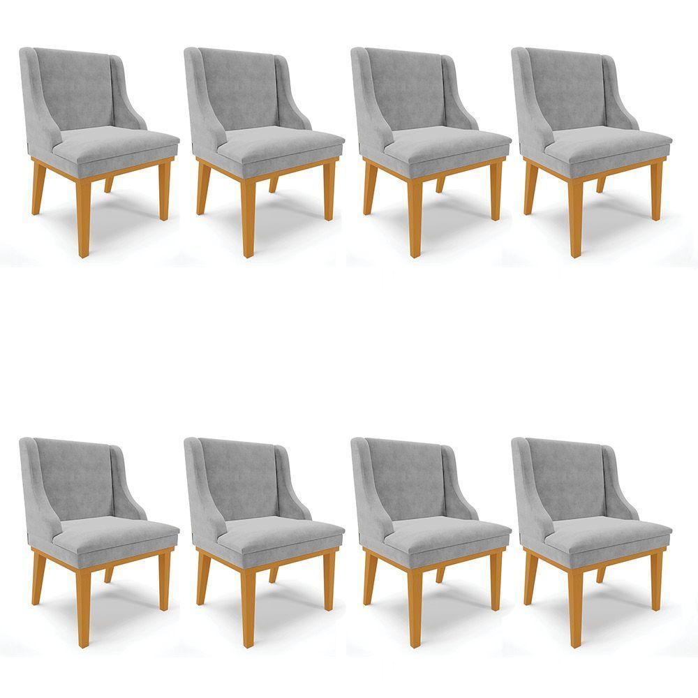 Kit 08 Cadeiras De Jantar Liz Suede Cinza - 1