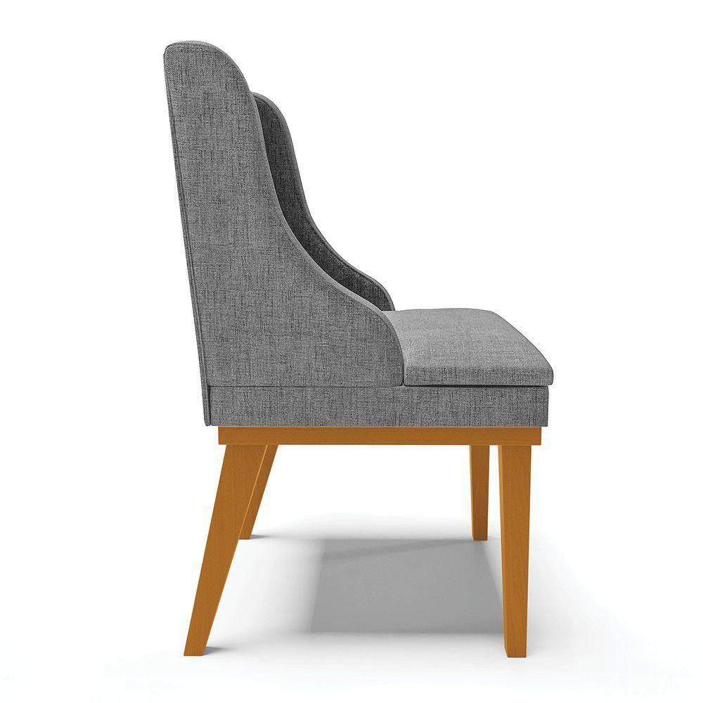 Kit 10 Cadeiras De Jantar Linho Base Madeira Castanho - 6