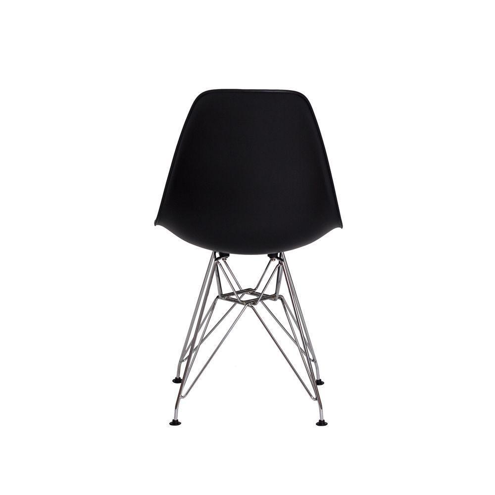 3 Cadeiras Eiffel Eames Preta Base Cromada - 3