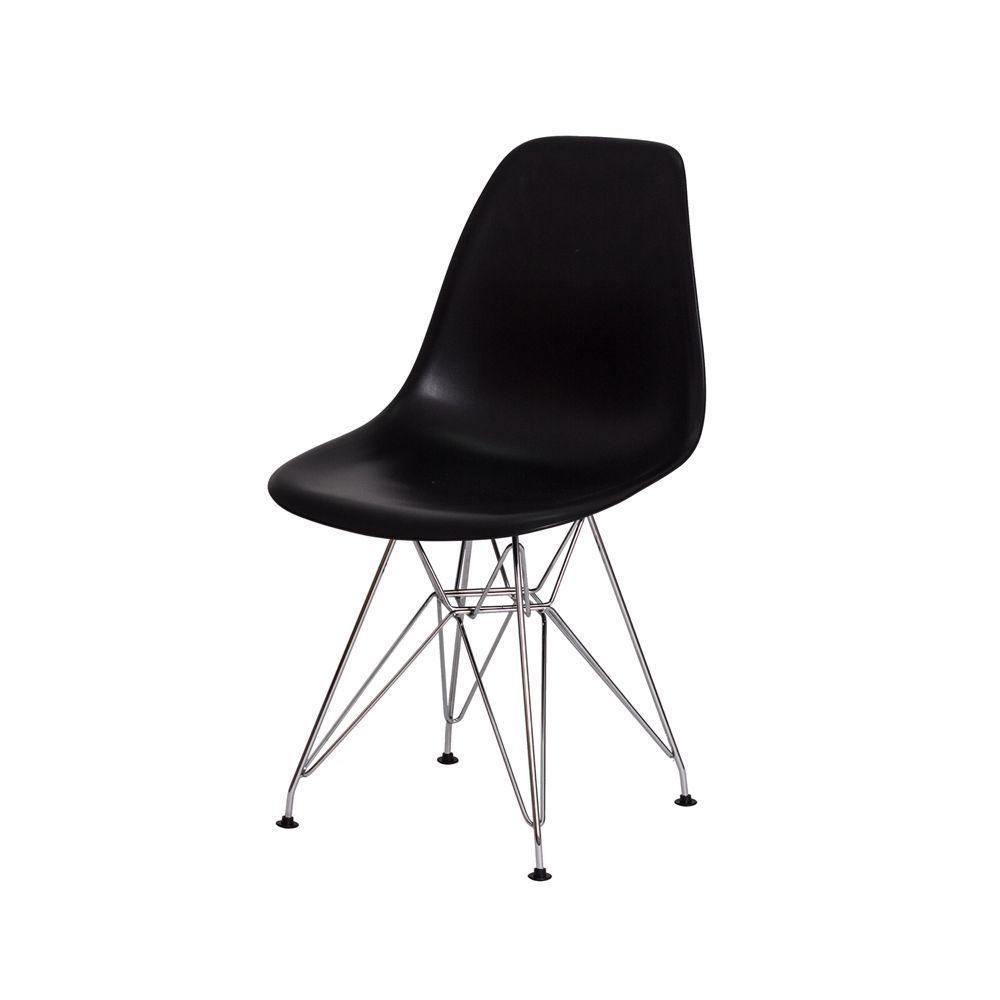 3 Cadeiras Eiffel Eames Preta Base Cromada - 6