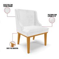 Kit 02 Cadeiras Corano Branco Base Madeira Castanho