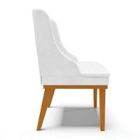 Kit 02 Cadeiras Corano Branco Base Madeira Castanho - 6