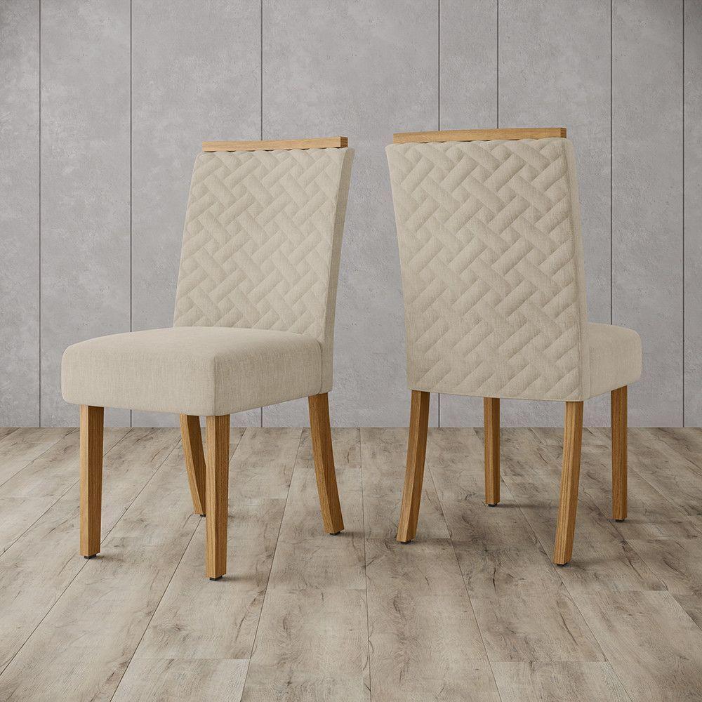 Conjunto De 2 Cadeiras Estofadas Com Linho - 1