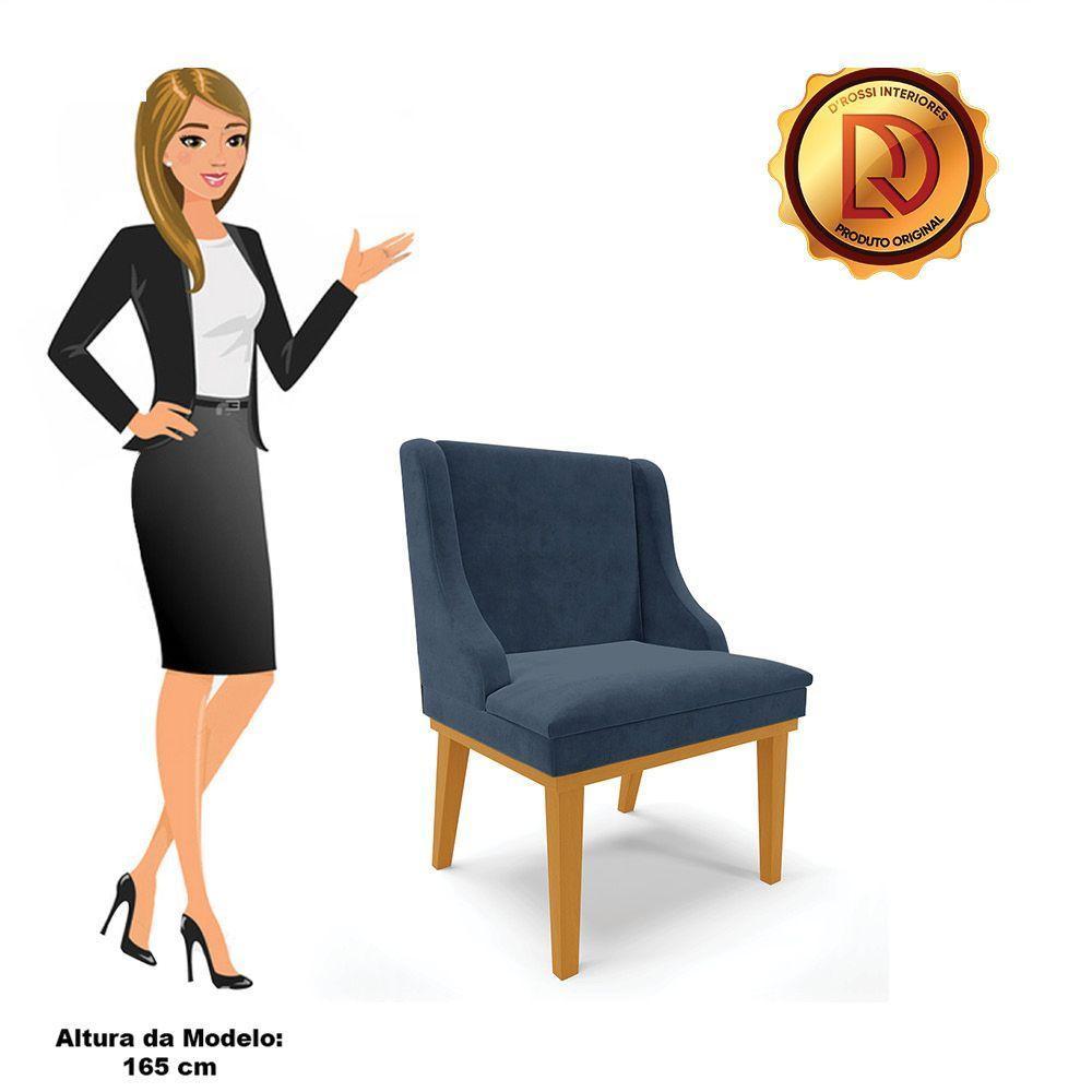 Kit 06 Cadeiras De Jantar Liz Suede Azul Marinho - 4