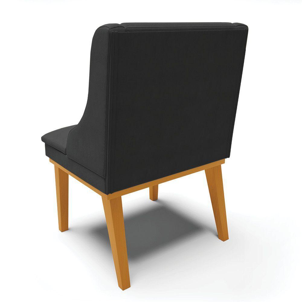 Kit 02 Cadeiras De Jantar Base Madeira Castanho Preto - 5