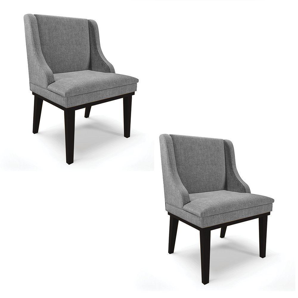 Kit 02 Cadeiras De Jantar Grafite A26 Base Madeira Preto - 1