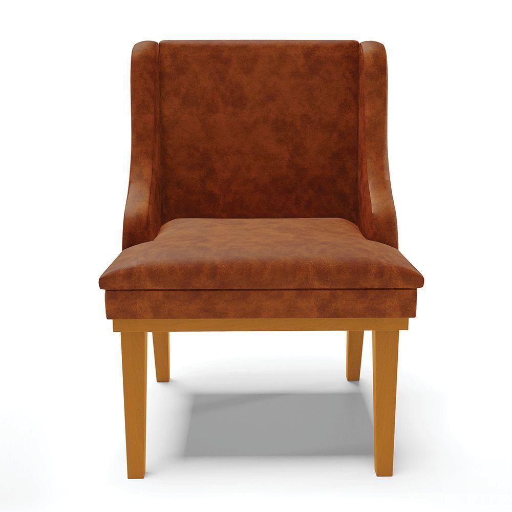 Kit 04 Cadeiras Corano Nozes Base Fixa Madeira Castanho - 7