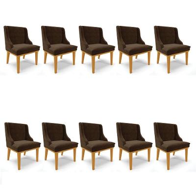 Kit 10 Cadeiras De Jantar Liz Suede Marrom