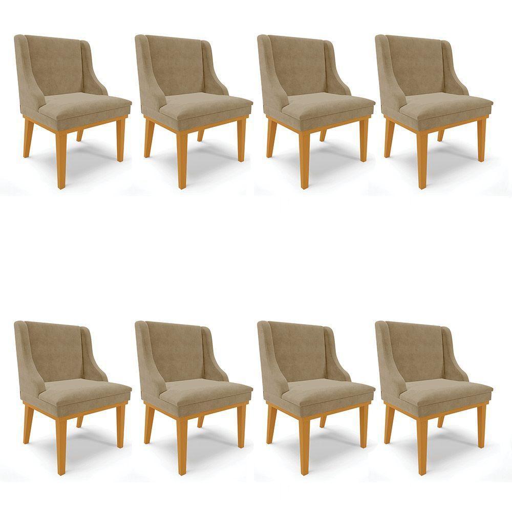 Kit 08 Cadeiras De Jantar Liz Suede Marrom Rato - 1