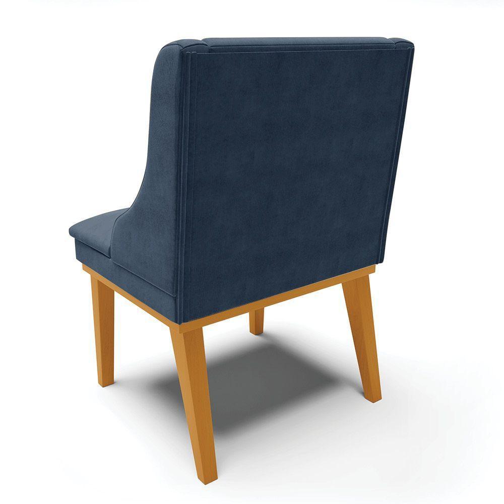 Kit 08 Cadeiras De Jantar Liz Suede Azul Marinho - 5