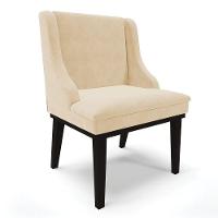 Cadeira De Jantar Suede Bege Base Fixa Madeira - 1