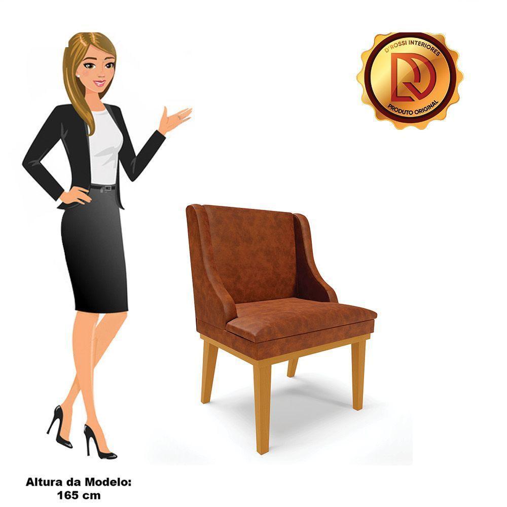 Kit 02 Cadeiras Corano Nozes Base Fixa Madeira Castanho - 3