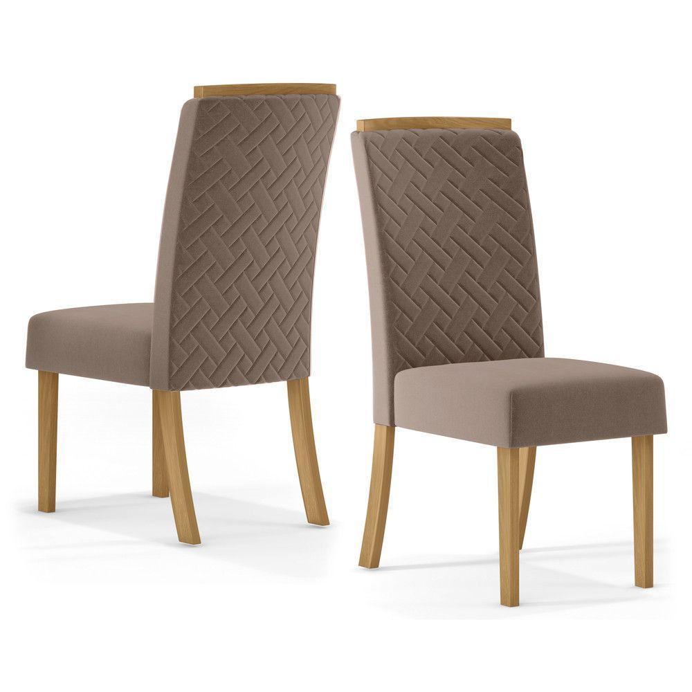 Conjunto 2 Cadeiras Estofadas Com Marrom Amêndoa - 1