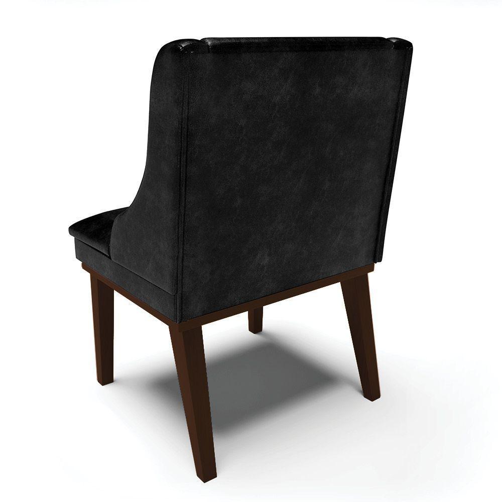Kit 04 Cadeiras De Jantar Base Fixa Madeira Marrom Cor Preto - 6