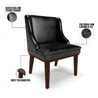 Kit 04 Cadeiras De Jantar Base Fixa Madeira Marrom Cor Preto