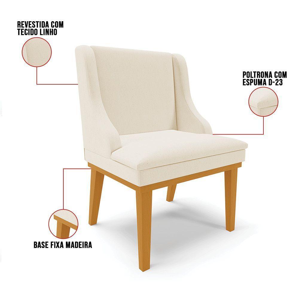 Cadeira De Jantar Liz Base Madeira Castanho A19 Bege - 2