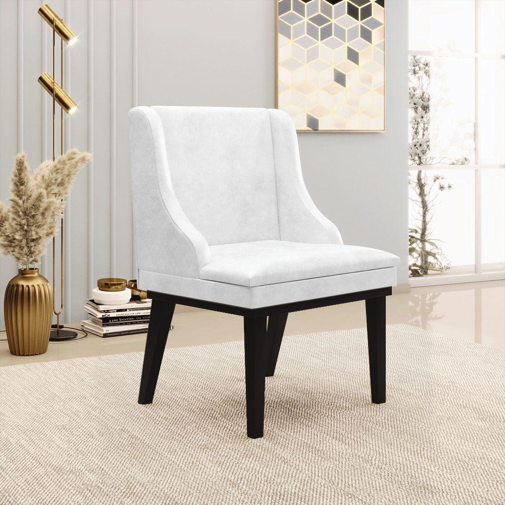 Kit 08 Cadeiras De Jantar Base Fixa Madeira Preto Cor Branco - 6