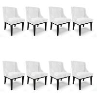 Kit 08 Cadeiras De Jantar Base Fixa Madeira Preto Cor Branco - 1