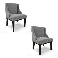 Kit 02 Cadeiras De Jantar Base Madeira Preto A26 Grafite - 1