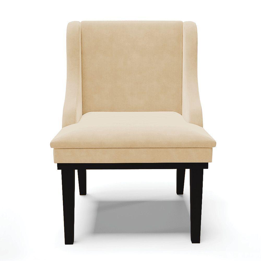 Cadeira De Jantar Liz Suede Base Fixa Madeira Preto Bege - 7