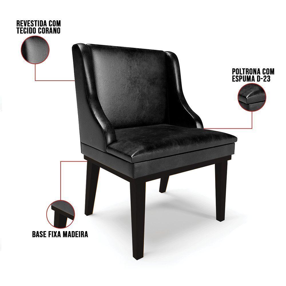 Kit 06 Cadeiras De Jantar Base Fixa Madeira Preto Cor Preto - 4