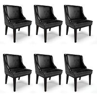 Kit 06 Cadeiras De Jantar Base Fixa Madeira Preto Cor Preto - 1