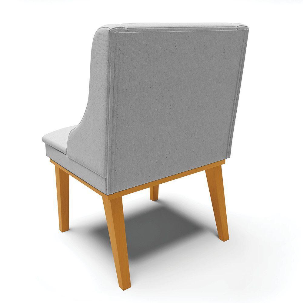 Kit 06 Cadeiras De Jantar Base Madeira Castanho A05 Cinza - 4