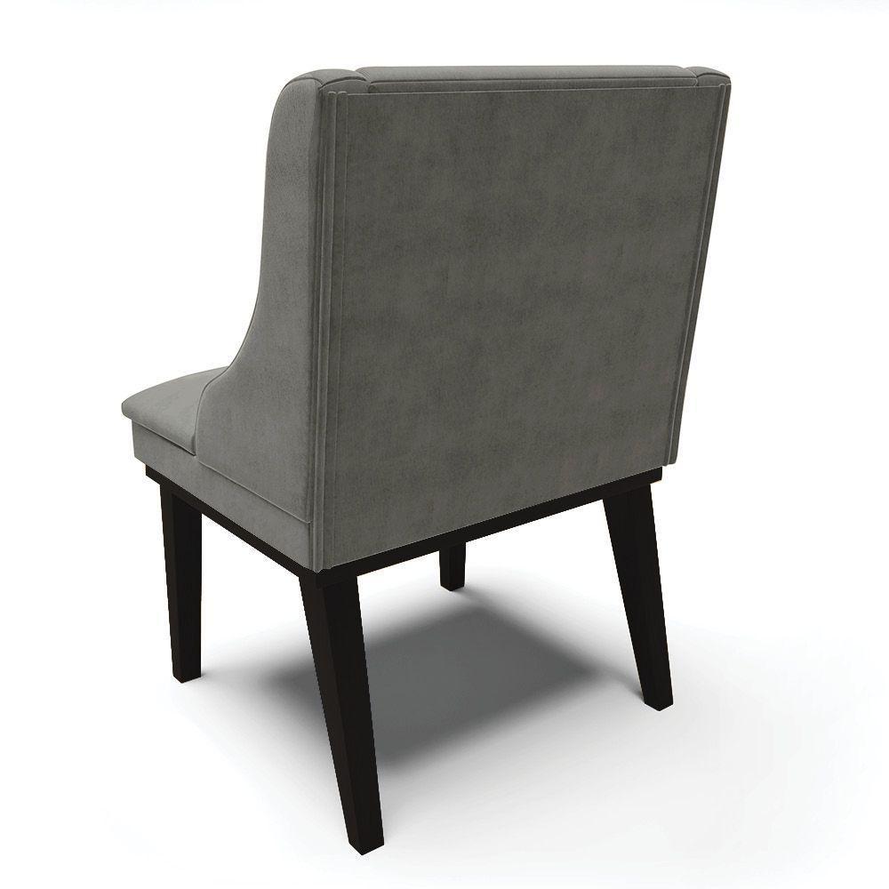 Cadeira De Jantar Liz Suede Base Fixa Madeira Preto Grafite - 5