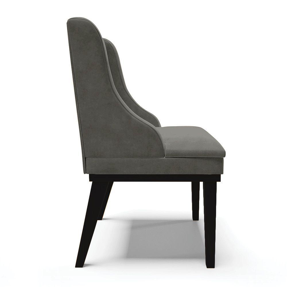 Cadeira De Jantar Liz Suede Base Fixa Madeira Preto Grafite - 6