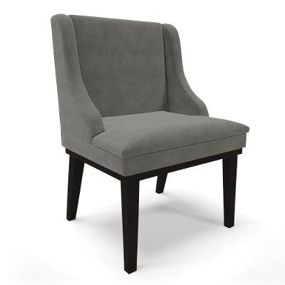 Cadeira De Jantar Liz Suede Base Fixa Madeira Preto Grafite