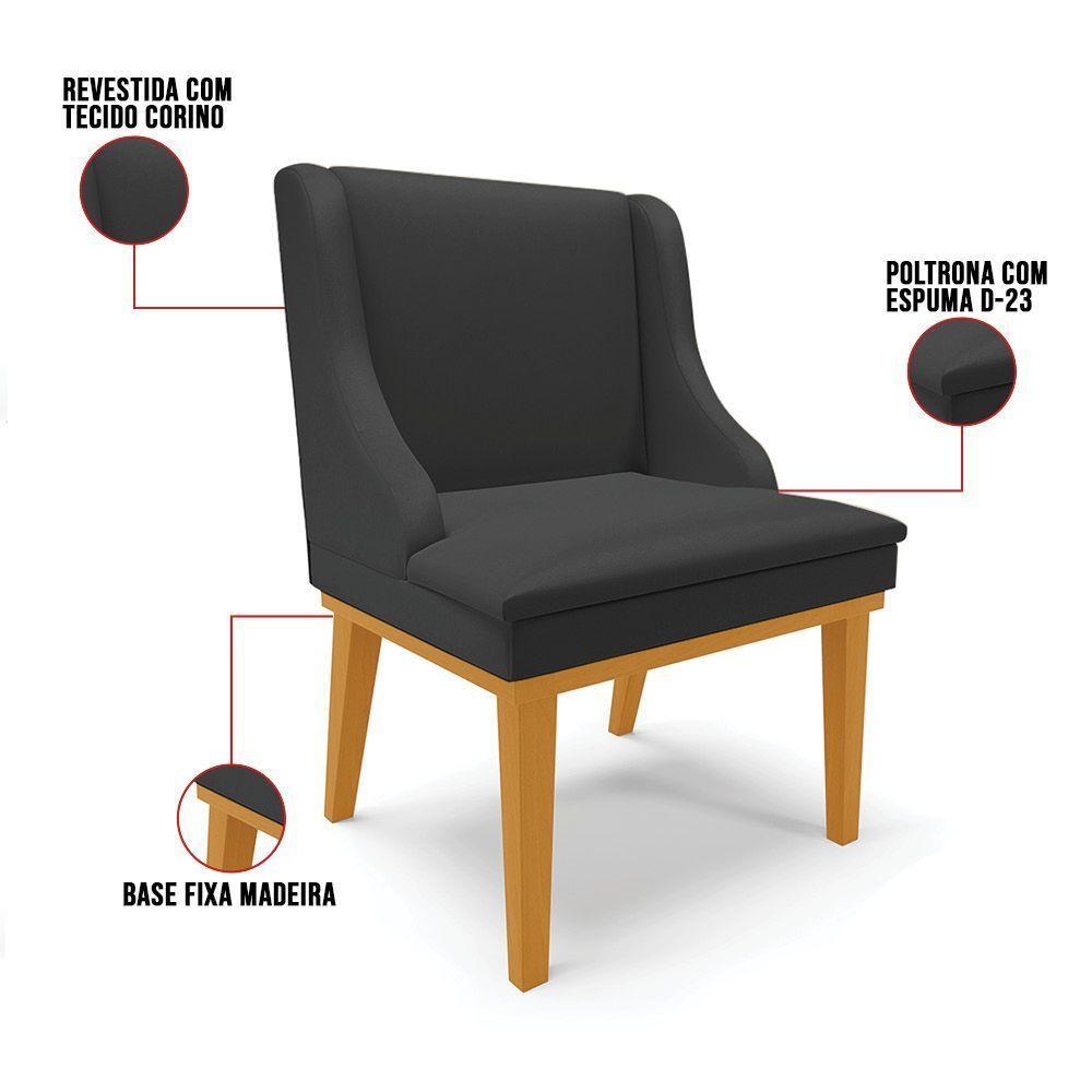 Kit 06 Cadeiras De Jantar Base Madeira Castanho Preto - 4