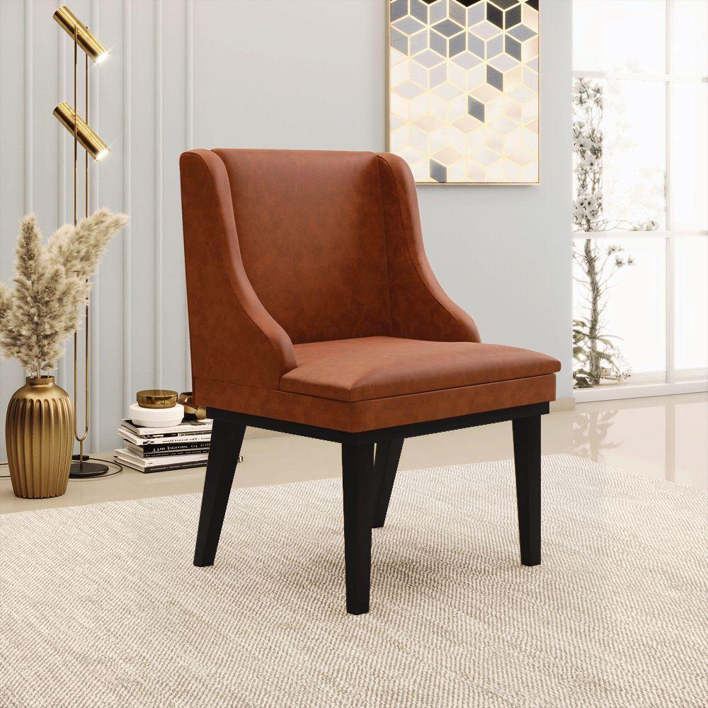 Kit 06 Cadeiras De Jantar Base Fixa Madeira Preto Cor Nozes - 8