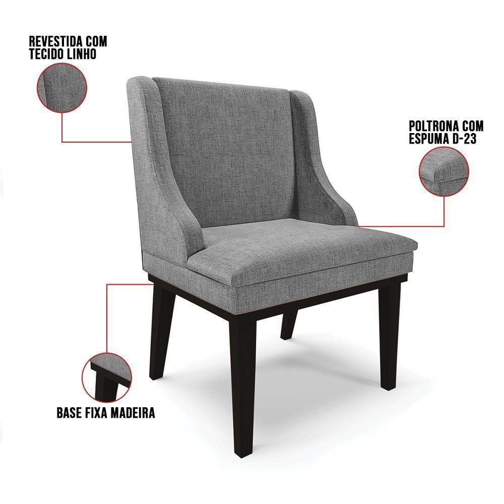 Cadeira De Jantar Liz Grafite A26 Base Madeira Preto - 4