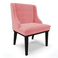 Cadeira De Jantar Liz Suede Base Fixa Madeira Preto Rose - 1