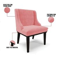 Cadeira De Jantar Liz Suede Base Fixa Madeira Preto Rose