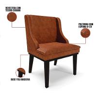 Kit 04 Cadeiras De Jantar Base Fixa Madeira Preto Cor Nozes