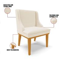 Kit 02 Cadeiras De Jantar Base Madeira Castanho A19 Bege - 3