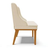 Kit 02 Cadeiras De Jantar Base Madeira Castanho A19 Bege - 5