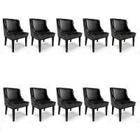Kit 10 Cadeiras De Jantar Base Fixa Madeira Preto Cor Preto - 1
