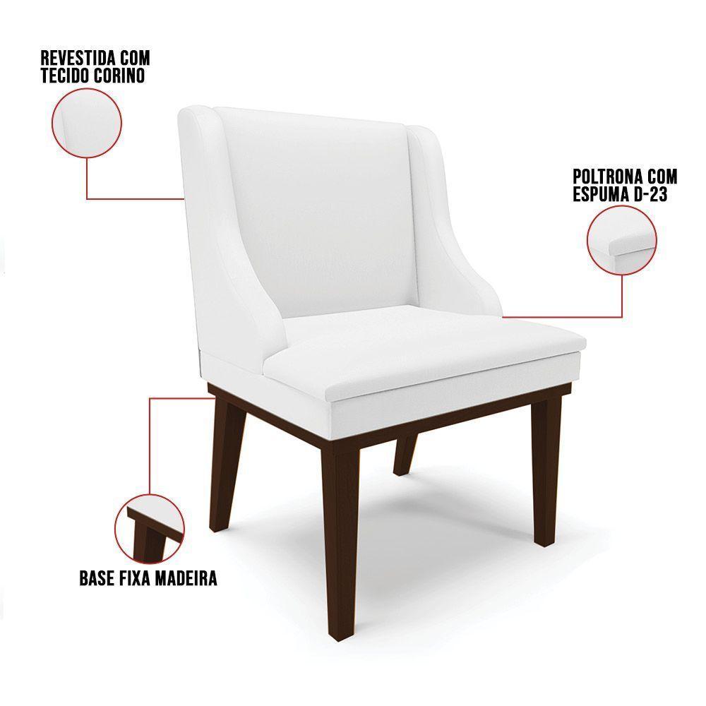 Kit 02 Cadeiras De Jantar Corino Branco Base Madeira - 4