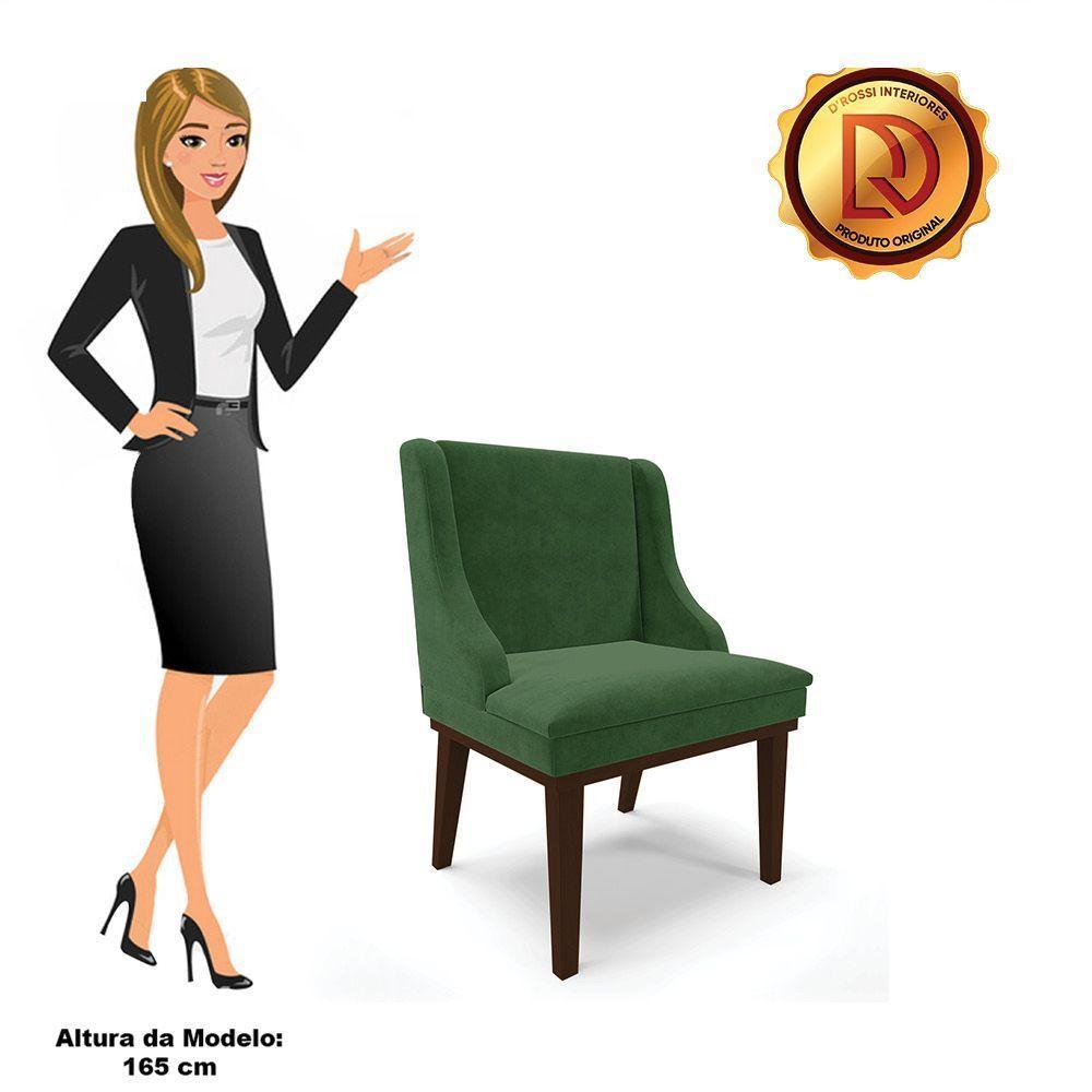 Kit 06 Cadeiras De Jantar Suede Verde Base Fixa Madeira - 3
