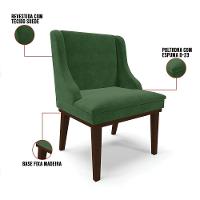 Kit 06 Cadeiras De Jantar Suede Verde Base Fixa Madeira