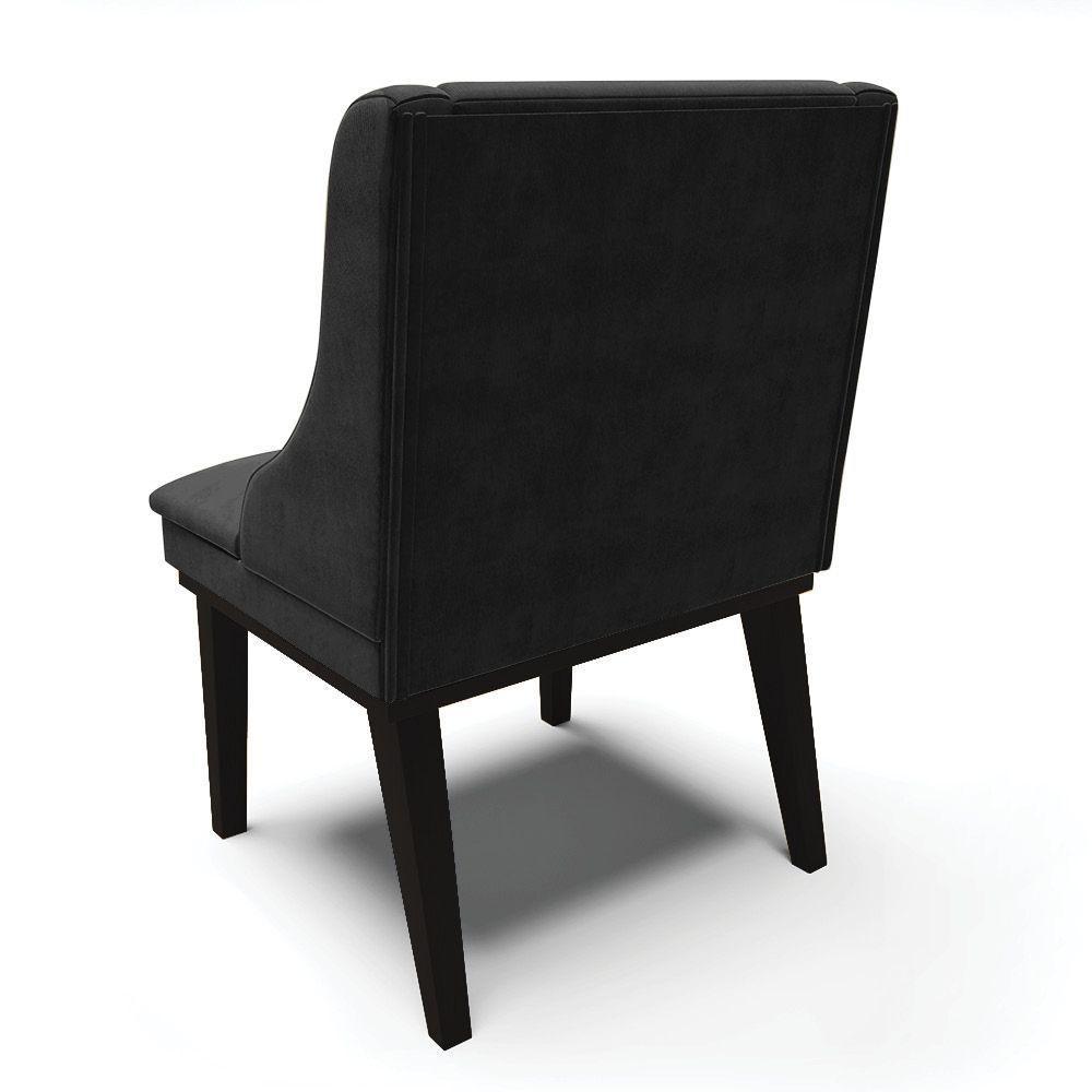 Cadeira De Jantar Liz Suede Base Fixa Madeira Preto Preto - 5