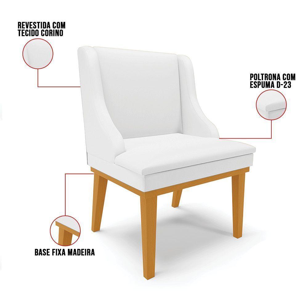 Kit 02 Cadeiras De Jantar Branco Base Madeira Castanho - 4