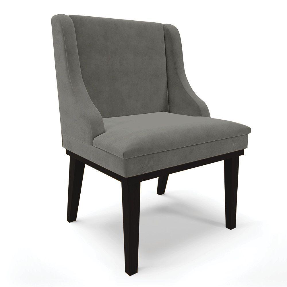Cadeira De Jantar Suede Grafite Base Fixa Madeira - 1