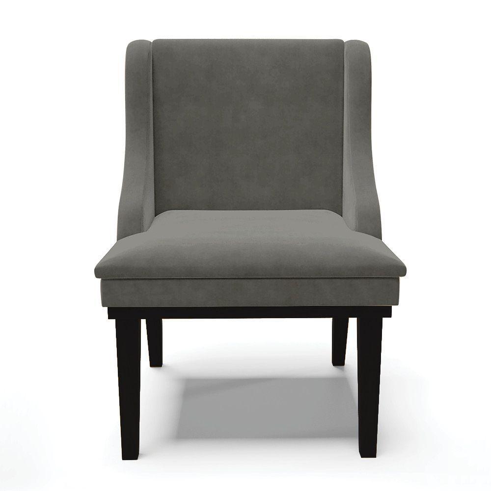 Cadeira De Jantar Suede Grafite Base Fixa Madeira - 7