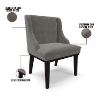 Cadeira De Jantar Suede Grafite Base Fixa Madeira